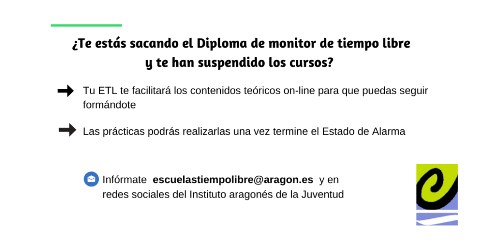 Los cursos de monitor de tiempo libre interrumpidos por el COVID-19 pasarán a ser online hasta fin del Estado de Alarma