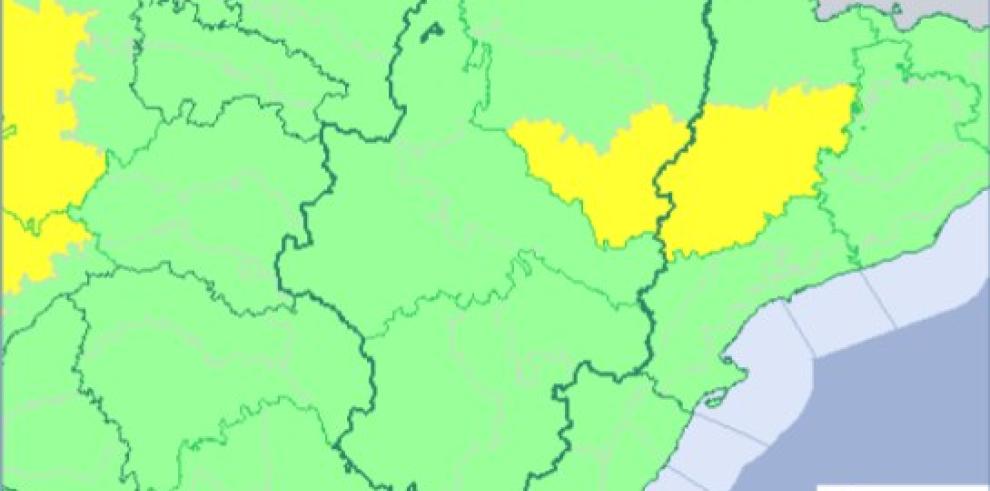 Aviso amarillo por temperaturas mínimas en varias zonas de las tres provincias y ampliación del aviso amarillo por nieblas en el sur de Huesca