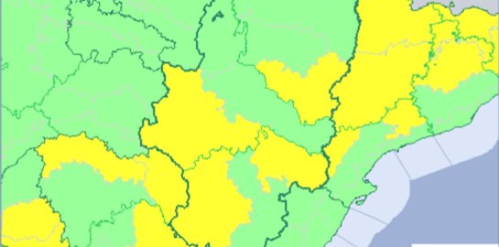 Aviso amarillo por temperaturas mínimas en varias zonas de las tres provincias y ampliación del aviso amarillo por nieblas en el sur de Huesca