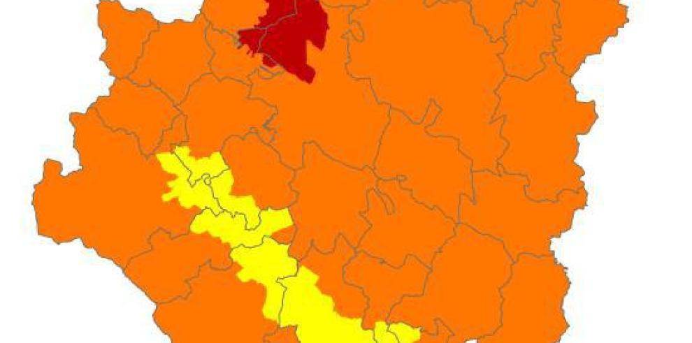 Alerta roja de peligro de incendios forestales en Muelas de Alcubierre y Zuera, Prepirineo Occidental y Somontano Occidental