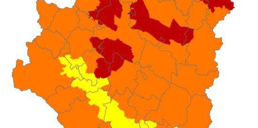 Alerta roja por peligro de incendios forestales en Montes Universales, Muelas de Alcubierre, Valmadrid y Zuera y Somontanos Occidental y Oriental