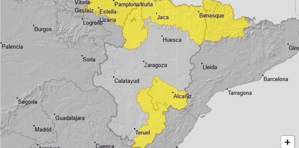 Amplían aviso amarillo por lluvias y tormentas en Pirineo, Cinco Villas, Bajo Aragón y Gúdar-Javalambre