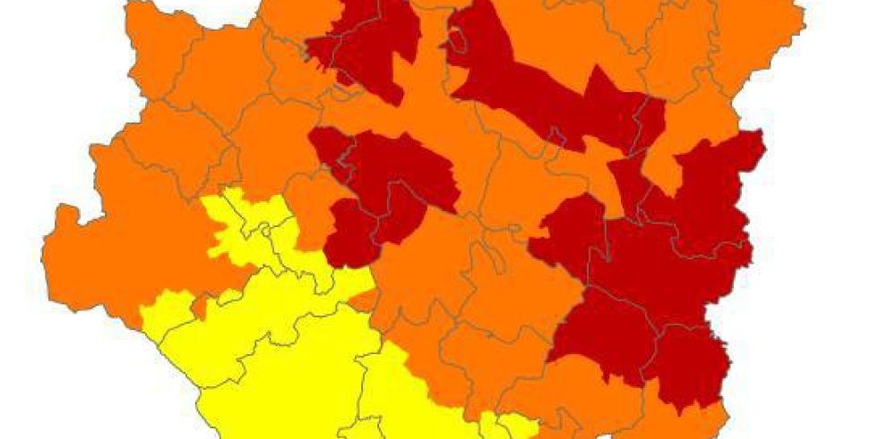 Alerta roja de peligro de incendios forestales en Bajo Ebro Forestal, Muelas de Alcubierre, Valmadrid y Zuera, Prepirineo Occidental y Somontano Occidental