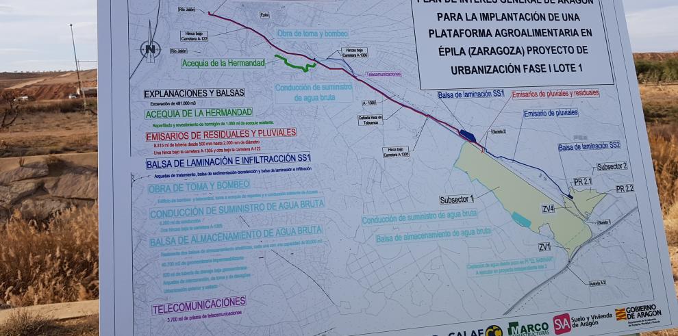 Inicio de las obras de urbanización exterior para la implantación de la plataforma agroalimentaria en Épila