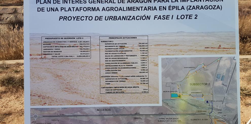 Inicio de las obras de urbanización exterior para la implantación de la plataforma agroalimentaria en Épila