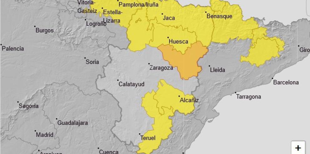 Aviso naranja por tormentas en el sur de Huesca