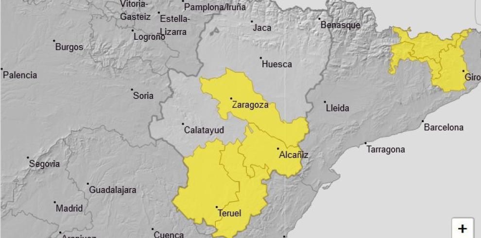 Aviso amarillo por lluvias y tormentas en la Ribera del Ebro y Teruel