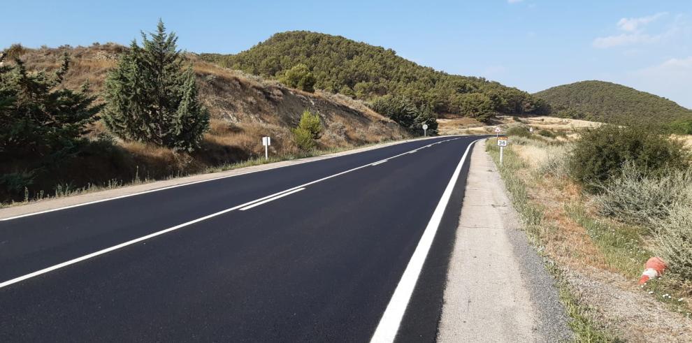 Finalizadas las obras de mejora en el firme entre Alcubierre y el límite provincial de Zaragoza