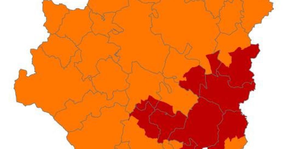 Alerta roja de peligro de incendios forestales en Bajo Ebro Forestal y Somontano Sur