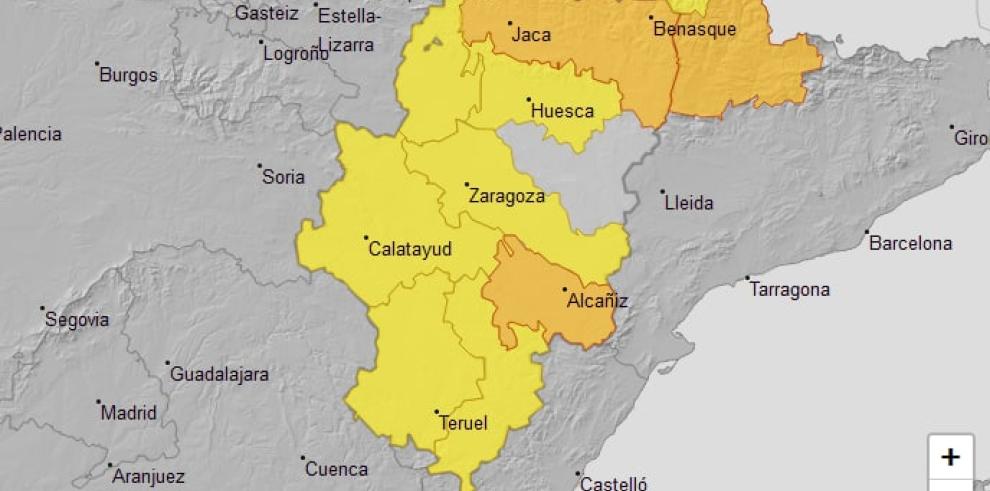 Avisos por lluvias y tormentas en gran parte de Aragón