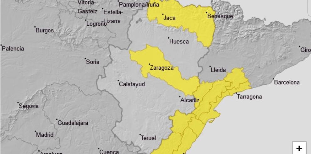 Aviso amarillo por vientos en diversas zonas de Aragón