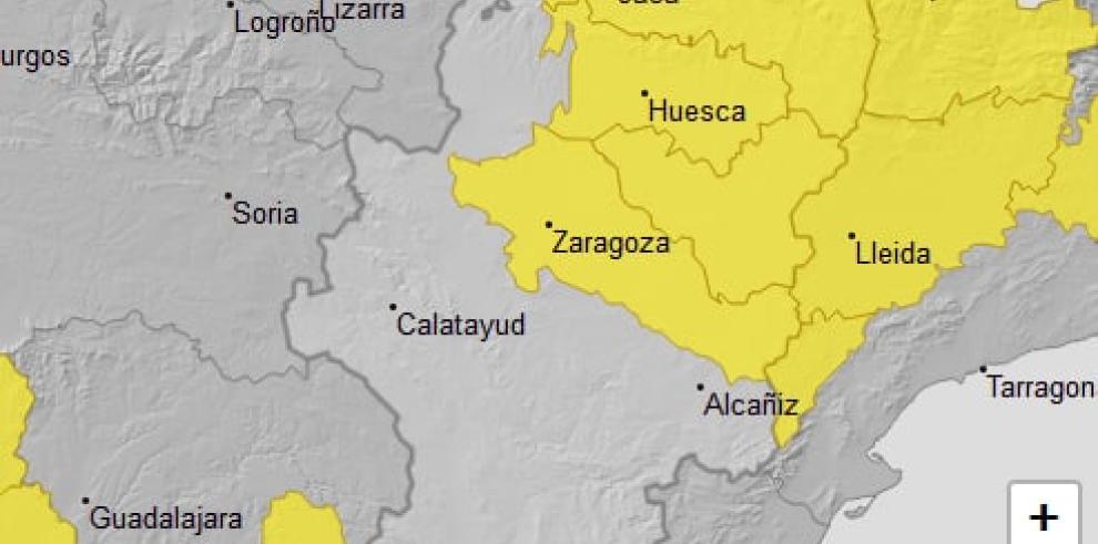 Aviso amarillo por temperaturas máximas en la provincia de Huesca y la ribera del Ebro