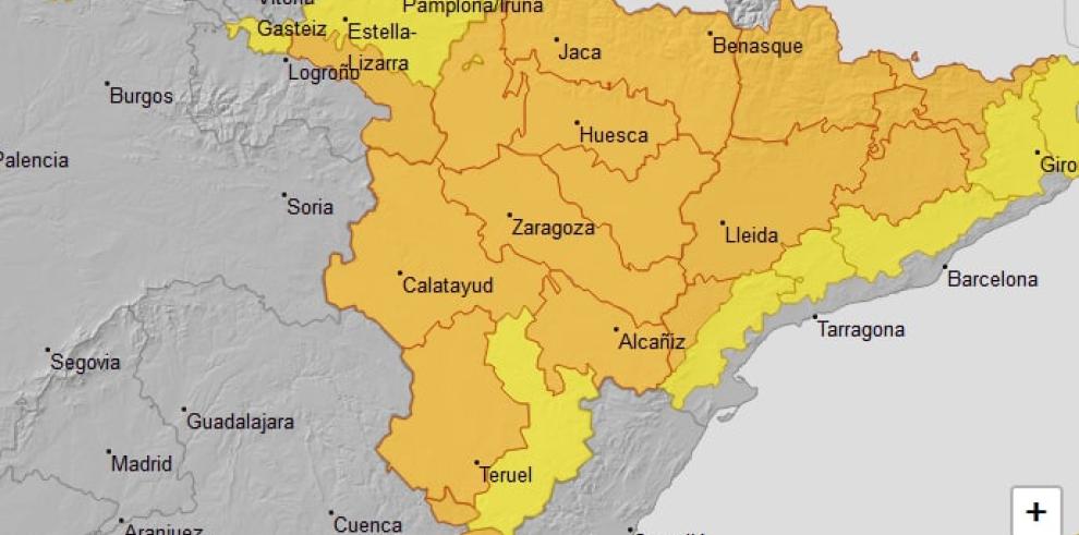 Aviso naranja y amarillo por altas temperaturas para el día 13