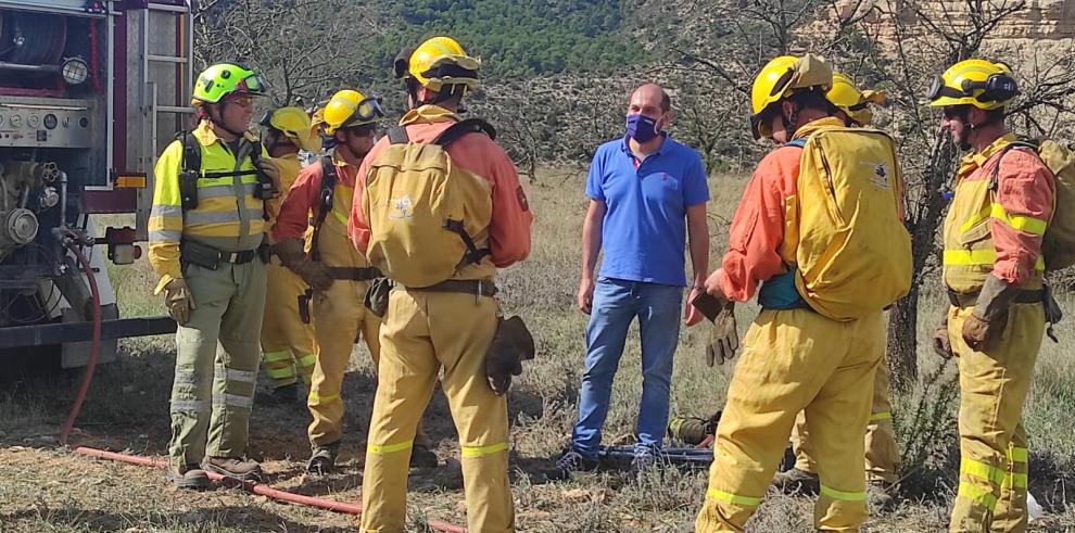 El simulacro de un incendio forestal en Nonaspe pone a prueba la coordinación de los dispositivos de extinción catalanes y aragoneses