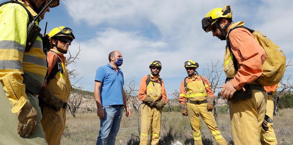 El simulacro de un incendio forestal en Nonaspe pone a prueba la coordinación de los dispositivos de extinción catalanes y aragoneses