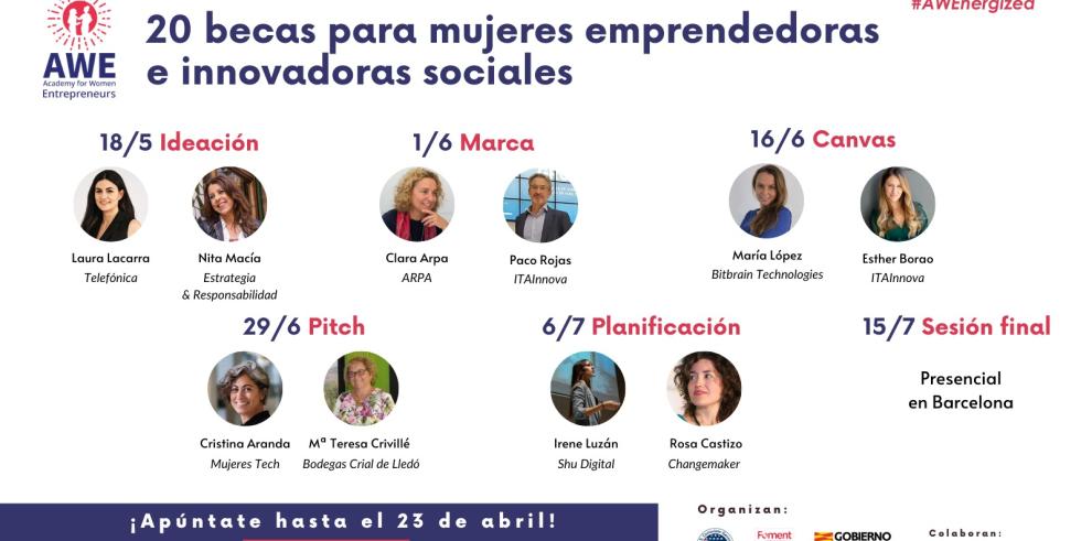 Ponentes de nivel con amplia experiencia en el mundo del emprendimiento compartirán sus conocimientos con las seleccionadas para participar en el Programa AWE