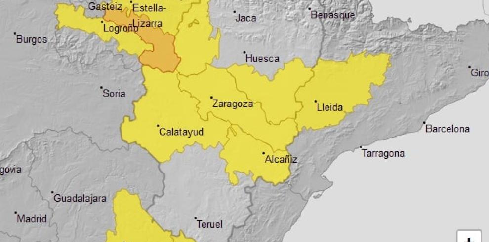 Aviso amarillo por temperaturas máximas en varios puntos de Aragón