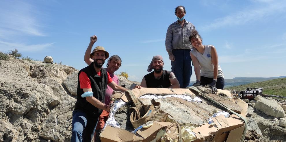 Recuperada una columna vertebral de un dinosaurio gigante en Teruel