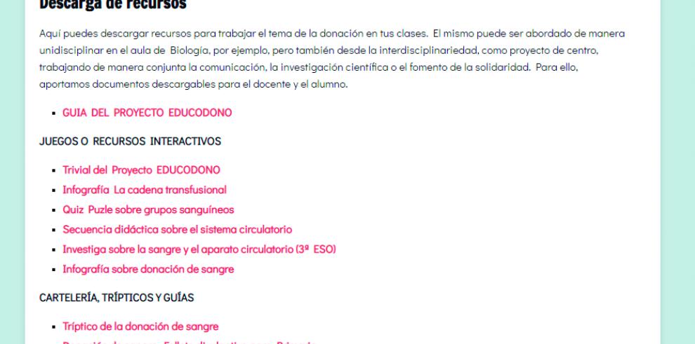 El Banco de Sangre y Tejidos de Aragón retoma el Proyecto EducoDono con alternativas no presenciales