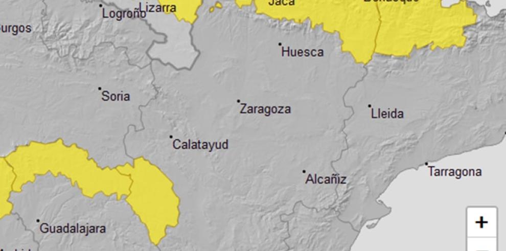 Aviso naranja para mañana por tormentas en la provincia de Huesca, Cinco Villas y Ribera del Ebro, que podrán ir acompañadas de granizo