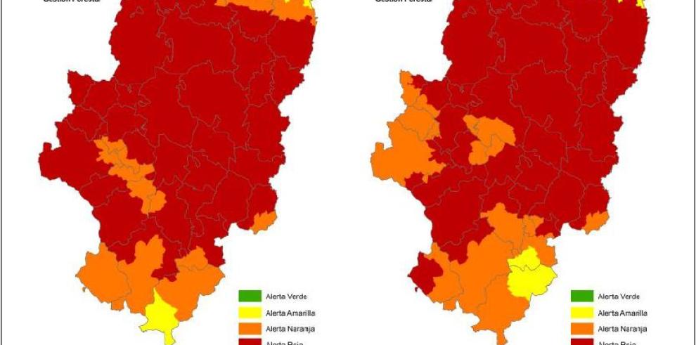 La Dirección General de Medio Natural y Gestión Forestal pide extremar las precauciones ante el máximo riesgo de incendios forestales previsto para los próximos días en todo Aragón