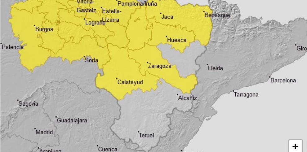 Aviso amarillo por lluvias y tormentas en el Pirineo, Huesca centro y la provincia de Zaragoza