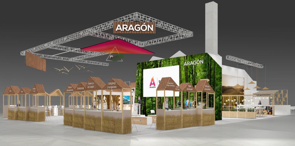 Aragón se reivindica en FITUR con una villa inspirada en sus pueblos como exponente del turismo natural, seguro y sostenible