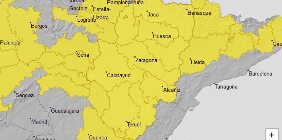 Aviso amarillo por temperaturas mínimas en toda la Comunidad