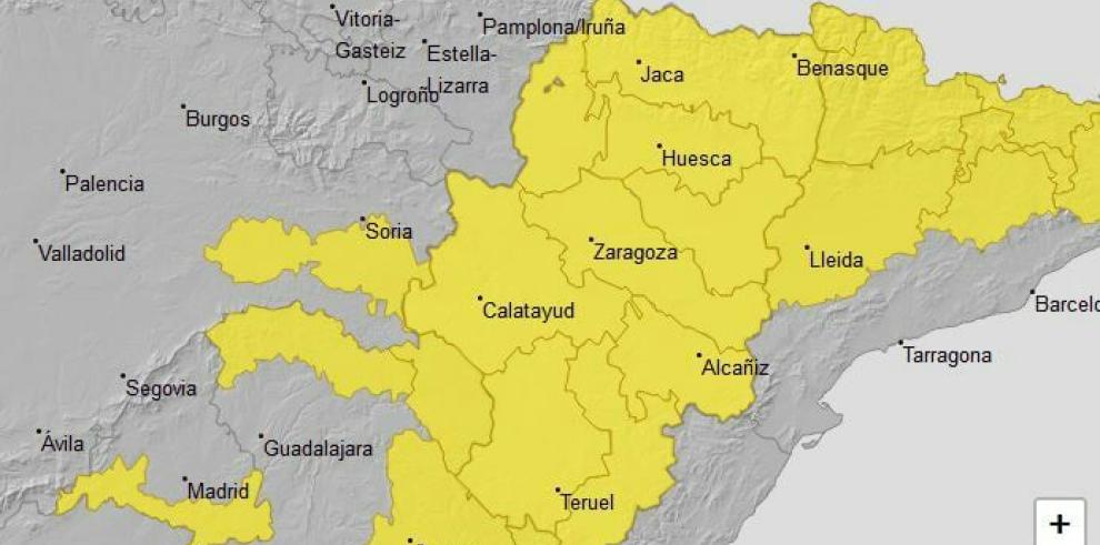 Aviso por temperaturas mínimas en todo Aragón