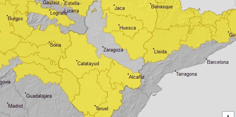 Aviso amarillo por temperaturas mínimas en gran parte de Aragón