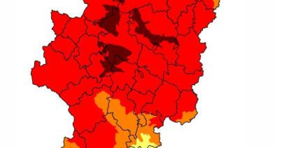 Muy alto riesgo de incendios forestales en Alcubierre, Valmadrid, Zuera y Somontano