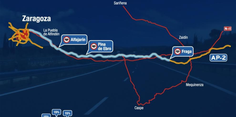 6.180 vehículos utilizan en junio los tramos aragoneses de la autopista AP-2 subvencionados por el Gobierno de Aragón 

 
