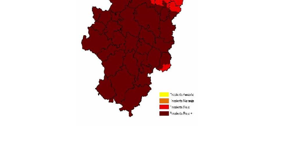 Aragón sigue en prealerta roja+ por incendios forestales a excepción de las Comarcas pirenaicas