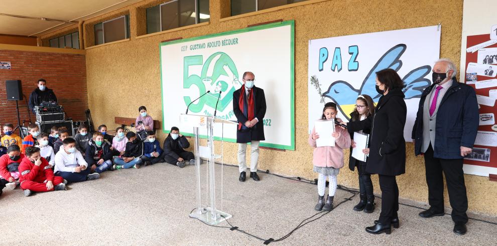 El Presidente de Aragón participa en el quincuagésimo aniversario del CEIP Gustavo Adolfo Bécquer de Garrapinillos