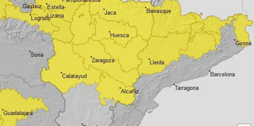 La alerta por temperaturas máximas se mantendrá activa hoy en gran parte de Aragón