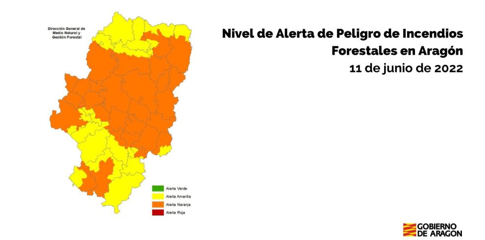 Nivel de alerta de peligro de incendios forestales del 11 de junio