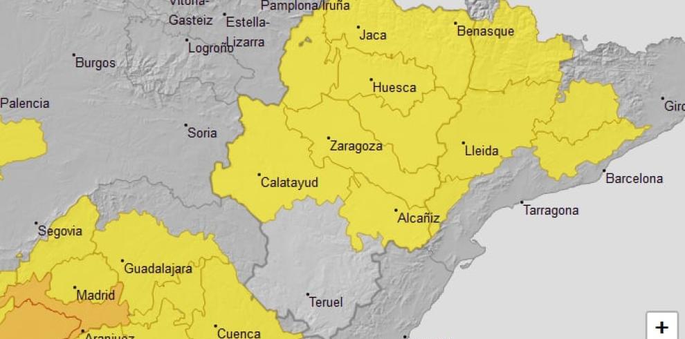 Aviso amarillo por temperaturas máximas para este domingo, 12 de junio