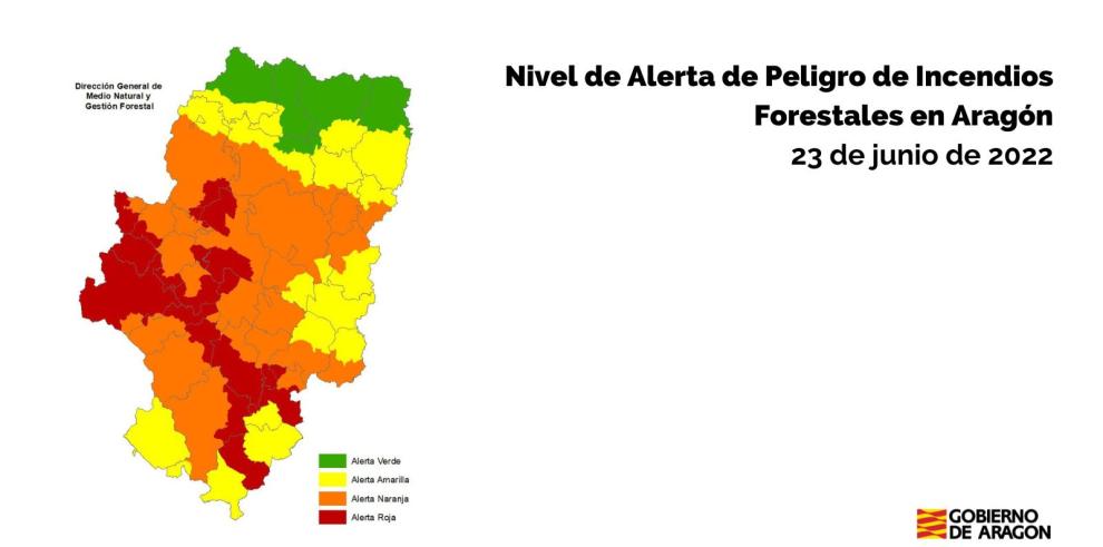 Alerta roja de peligro de incendios forestales, 23 de junio