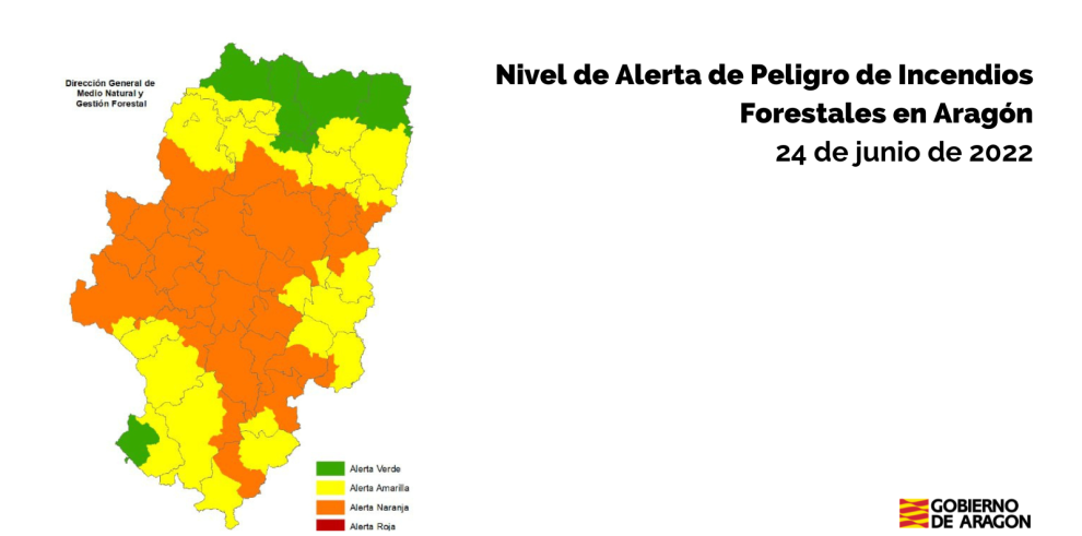 Alerta naranja de peligro de incendios forestales, 24 junio.