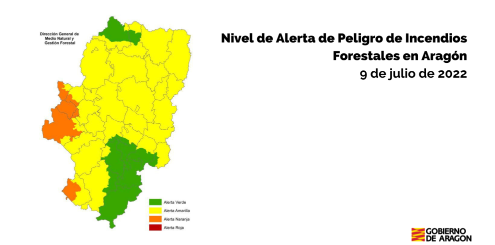 Nivel de alerta de Peligro de Incendios Forestales en Aragón