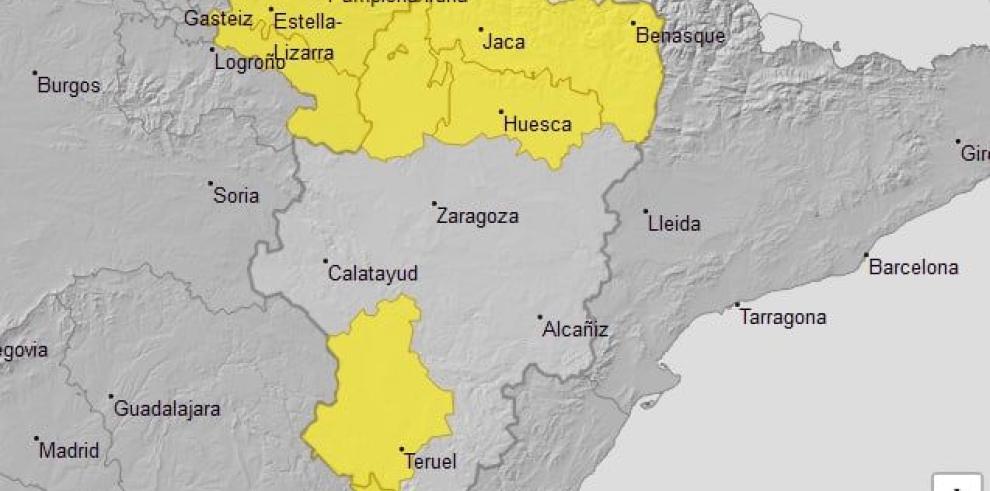 El aviso amarillo por lluvias se ha activado en buena parte de Aragón.