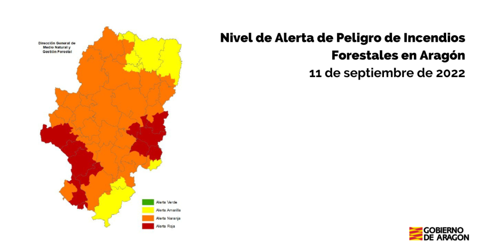 Nivel de alerta de Peligro de Incendios Forestales en Aragón