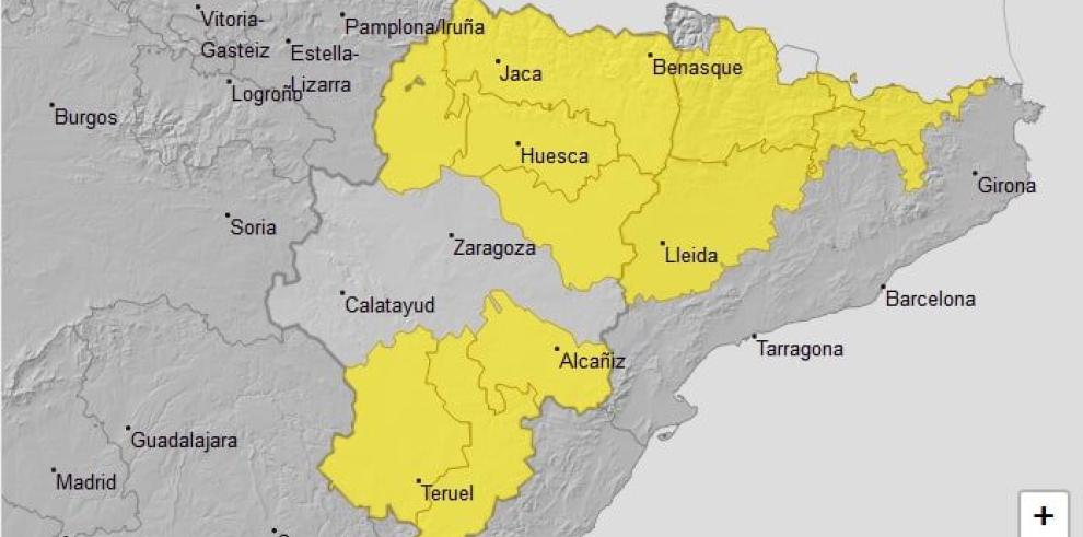 El aviso amarillo por lluvias afecta a toda la provincia de Teruel.