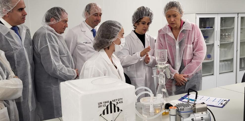 Marta Gastón en la inauguración de Levprot Bioscience en Calatayud