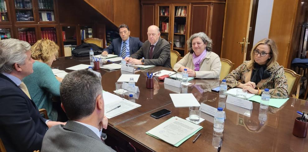 La consejera Mayte Pérez, en la reunión la Comisión Mixta de Coordinación Gobierno de Aragón-TSJA
