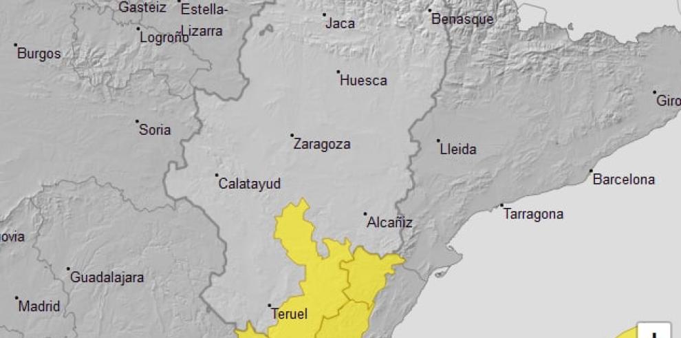 Aviso amarillo por vientos, Gúdar y Maestrazgo