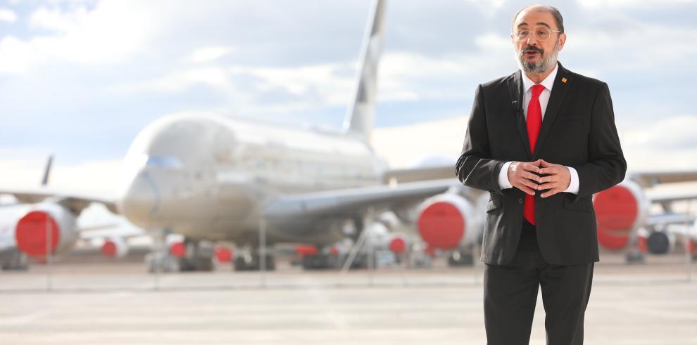 El Presidente de Aragón ha felicitado el año desde el aeropuerto de Teruel, provincia que es símbolo del éxito colectivo del autogobierno