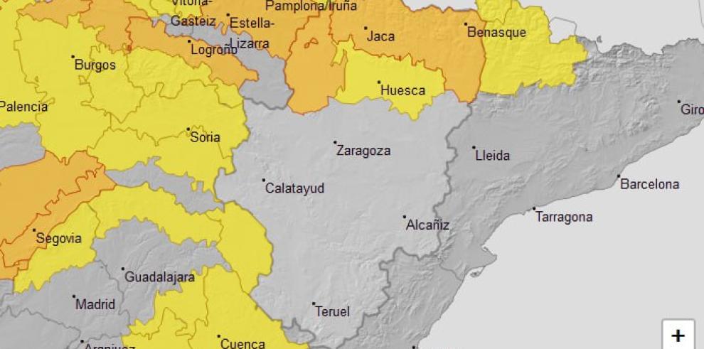 Mapa aviso nevadas