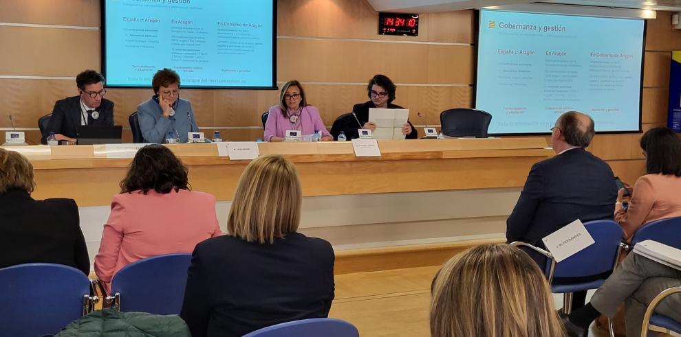 Mayte Pérez, en su comparecencia ante la representación de eurodiputados, en Madrid