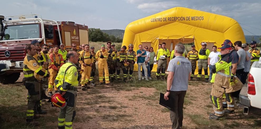 Simulacro de incendio forestal del INFOAR en el aeródromo de Valdecebro